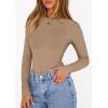 image:imagePRETTYGARDEN Bodysuits for Women 2026 Spring Long Sleeve Shirts Fitted Basic Ribbed Layering Tops Fall Fashion Winter ClothesKhaki