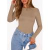 image:imagePRETTYGARDEN Bodysuits for Women 2026 Spring Long Sleeve Shirts Fitted Basic Ribbed Layering Tops Fall Fashion Winter ClothesKhaki