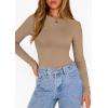 image:imagePRETTYGARDEN Bodysuits for Women 2026 Spring Long Sleeve Shirts Fitted Basic Ribbed Layering Tops Fall Fashion Winter ClothesKhaki