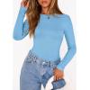 image:imagePRETTYGARDEN Bodysuits for Women 2026 Spring Long Sleeve Shirts Fitted Basic Ribbed Layering Tops Fall Fashion Winter ClothesLight Blue