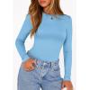 image:imagePRETTYGARDEN Bodysuits for Women 2026 Spring Long Sleeve Shirts Fitted Basic Ribbed Layering Tops Fall Fashion Winter ClothesLight Blue