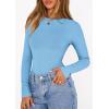 image:imagePRETTYGARDEN Bodysuits for Women 2026 Spring Long Sleeve Shirts Fitted Basic Ribbed Layering Tops Fall Fashion Winter ClothesLight Blue