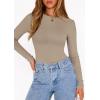 image:imagePRETTYGARDEN Bodysuits for Women 2026 Spring Long Sleeve Shirts Fitted Basic Ribbed Layering Tops Fall Fashion Winter ClothesLight Khaki