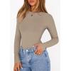 image:imagePRETTYGARDEN Bodysuits for Women 2026 Spring Long Sleeve Shirts Fitted Basic Ribbed Layering Tops Fall Fashion Winter ClothesLight Khaki