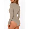image:imagePRETTYGARDEN Bodysuits for Women 2026 Spring Long Sleeve Shirts Fitted Basic Ribbed Layering Tops Fall Fashion Winter ClothesLight Khaki