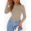 image:imagePRETTYGARDEN Bodysuits for Women 2026 Spring Long Sleeve Shirts Fitted Basic Ribbed Layering Tops Fall Fashion Winter ClothesLight Khaki