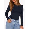 image:imagePRETTYGARDEN Bodysuits for Women 2026 Spring Long Sleeve Shirts Fitted Basic Ribbed Layering Tops Fall Fashion Winter ClothesNavy Blue