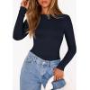 image:imagePRETTYGARDEN Bodysuits for Women 2026 Spring Long Sleeve Shirts Fitted Basic Ribbed Layering Tops Fall Fashion Winter ClothesNavy Blue