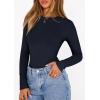 image:imagePRETTYGARDEN Bodysuits for Women 2026 Spring Long Sleeve Shirts Fitted Basic Ribbed Layering Tops Fall Fashion Winter ClothesNavy Blue