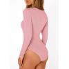 image:imagePRETTYGARDEN Bodysuits for Women 2026 Spring Long Sleeve Shirts Fitted Basic Ribbed Layering Tops Fall Fashion Winter ClothesPink