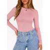 image:imagePRETTYGARDEN Bodysuits for Women 2026 Spring Long Sleeve Shirts Fitted Basic Ribbed Layering Tops Fall Fashion Winter ClothesPink