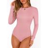 image:imagePRETTYGARDEN Bodysuits for Women 2026 Spring Long Sleeve Shirts Fitted Basic Ribbed Layering Tops Fall Fashion Winter ClothesPink