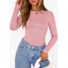 image:imagePRETTYGARDEN Bodysuits for Women 2026 Spring Long Sleeve Shirts Fitted Basic Ribbed Layering Tops Fall Fashion Winter ClothesPink