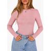 image:imagePRETTYGARDEN Bodysuits for Women 2026 Spring Long Sleeve Shirts Fitted Basic Ribbed Layering Tops Fall Fashion Winter ClothesPink
