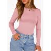 image:imagePRETTYGARDEN Bodysuits for Women 2026 Spring Long Sleeve Shirts Fitted Basic Ribbed Layering Tops Fall Fashion Winter ClothesPink