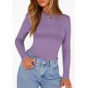 image:imagePRETTYGARDEN Bodysuits for Women 2026 Spring Long Sleeve Shirts Fitted Basic Ribbed Layering Tops Fall Fashion Winter ClothesPurple