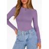 image:imagePRETTYGARDEN Bodysuits for Women 2026 Spring Long Sleeve Shirts Fitted Basic Ribbed Layering Tops Fall Fashion Winter ClothesPurple