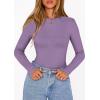 image:imagePRETTYGARDEN Bodysuits for Women 2026 Spring Long Sleeve Shirts Fitted Basic Ribbed Layering Tops Fall Fashion Winter ClothesPurple