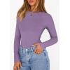 image:imagePRETTYGARDEN Bodysuits for Women 2026 Spring Long Sleeve Shirts Fitted Basic Ribbed Layering Tops Fall Fashion Winter ClothesPurple