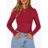 image:imagePRETTYGARDEN Bodysuits for Women 2026 Spring Long Sleeve Shirts Fitted Basic Ribbed Layering Tops Fall Fashion Winter ClothesRed