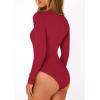 image:imagePRETTYGARDEN Bodysuits for Women 2026 Spring Long Sleeve Shirts Fitted Basic Ribbed Layering Tops Fall Fashion Winter ClothesRed