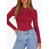 image:imagePRETTYGARDEN Bodysuits for Women 2026 Spring Long Sleeve Shirts Fitted Basic Ribbed Layering Tops Fall Fashion Winter ClothesRed