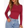 image:imagePRETTYGARDEN Bodysuits for Women 2026 Spring Long Sleeve Shirts Fitted Basic Ribbed Layering Tops Fall Fashion Winter ClothesRed