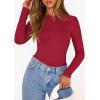 image:imagePRETTYGARDEN Bodysuits for Women 2026 Spring Long Sleeve Shirts Fitted Basic Ribbed Layering Tops Fall Fashion Winter ClothesRed