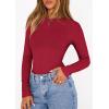 image:imagePRETTYGARDEN Bodysuits for Women 2026 Spring Long Sleeve Shirts Fitted Basic Ribbed Layering Tops Fall Fashion Winter ClothesRed