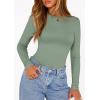 image:imagePRETTYGARDEN Bodysuits for Women 2026 Spring Long Sleeve Shirts Fitted Basic Ribbed Layering Tops Fall Fashion Winter ClothesSage Green