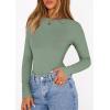 image:imagePRETTYGARDEN Bodysuits for Women 2026 Spring Long Sleeve Shirts Fitted Basic Ribbed Layering Tops Fall Fashion Winter ClothesSage Green
