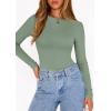 image:imagePRETTYGARDEN Bodysuits for Women 2026 Spring Long Sleeve Shirts Fitted Basic Ribbed Layering Tops Fall Fashion Winter ClothesSage Green