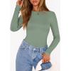 image:imagePRETTYGARDEN Bodysuits for Women 2026 Spring Long Sleeve Shirts Fitted Basic Ribbed Layering Tops Fall Fashion Winter ClothesSage Green
