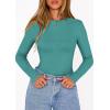 image:imagePRETTYGARDEN Bodysuits for Women 2026 Spring Long Sleeve Shirts Fitted Basic Ribbed Layering Tops Fall Fashion Winter ClothesTeal