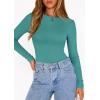 image:imagePRETTYGARDEN Bodysuits for Women 2026 Spring Long Sleeve Shirts Fitted Basic Ribbed Layering Tops Fall Fashion Winter ClothesTeal
