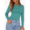 image:imagePRETTYGARDEN Bodysuits for Women 2026 Spring Long Sleeve Shirts Fitted Basic Ribbed Layering Tops Fall Fashion Winter ClothesTeal
