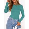 image:imagePRETTYGARDEN Bodysuits for Women 2026 Spring Long Sleeve Shirts Fitted Basic Ribbed Layering Tops Fall Fashion Winter ClothesTeal