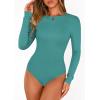 image:imagePRETTYGARDEN Bodysuits for Women 2026 Spring Long Sleeve Shirts Fitted Basic Ribbed Layering Tops Fall Fashion Winter ClothesTeal