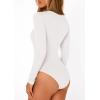 image:imagePRETTYGARDEN Bodysuits for Women 2026 Spring Long Sleeve Shirts Fitted Basic Ribbed Layering Tops Fall Fashion Winter ClothesWhite