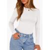 image:imagePRETTYGARDEN Bodysuits for Women 2026 Spring Long Sleeve Shirts Fitted Basic Ribbed Layering Tops Fall Fashion Winter ClothesWhite