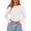 image:imagePRETTYGARDEN Bodysuits for Women 2026 Spring Long Sleeve Shirts Fitted Basic Ribbed Layering Tops Fall Fashion Winter ClothesWhite