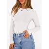 image:imagePRETTYGARDEN Bodysuits for Women 2026 Spring Long Sleeve Shirts Fitted Basic Ribbed Layering Tops Fall Fashion Winter ClothesWhite