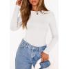 image:imagePRETTYGARDEN Bodysuits for Women 2026 Spring Long Sleeve Shirts Fitted Basic Ribbed Layering Tops Fall Fashion Winter ClothesWhite