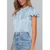 image:imagePRETTYGARDEN Business Casual Tops for Women Blouses Dressy 2026 Summer Short Sleeve Ruffle Satin Work Office AttireLight Blue