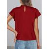 image:imagePRETTYGARDEN Business Casual Tops for Women Blouses Dressy 2026 Summer Short Sleeve Ruffle Satin Work Office AttireRed