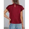 image:imagePRETTYGARDEN Business Casual Tops for Women Blouses Dressy 2026 Summer Short Sleeve Ruffle Satin Work Office AttireWine Red