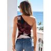 image:imagePRETTYGARDEN Going Out Tops for Women Floral Mesh Y2K Shirt 2026 Summer One Shoulder Asymmetrical Spring Vacation ClothesBlack Apricot Floral