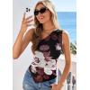 image:imagePRETTYGARDEN Going Out Tops for Women Floral Mesh Y2K Shirt 2026 Summer One Shoulder Asymmetrical Spring Vacation ClothesBlack Apricot Floral