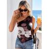 image:imagePRETTYGARDEN Going Out Tops for Women Floral Mesh Y2K Shirt 2026 Summer One Shoulder Asymmetrical Spring Vacation ClothesBlack Apricot Floral