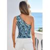 image:imagePRETTYGARDEN Going Out Tops for Women Floral Mesh Y2K Shirt 2026 Summer One Shoulder Asymmetrical Spring Vacation ClothesBrown Zebra Print